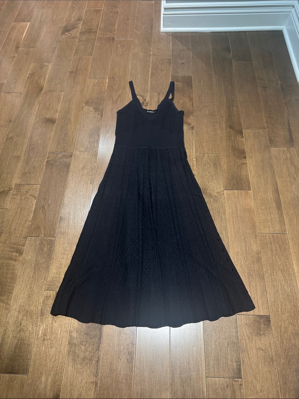 Alexis Black Knit Maxi Dress with V-Neck Straps